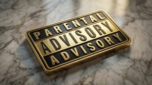 3D Gold Badge on Marble