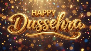3D Gold Dussehra Text