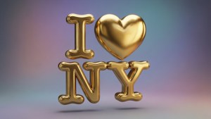 3D Gold Heart NY