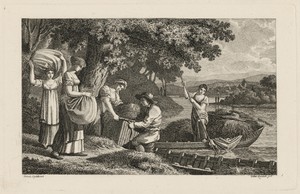 A Group of Peasants Loading Hay onto Boats