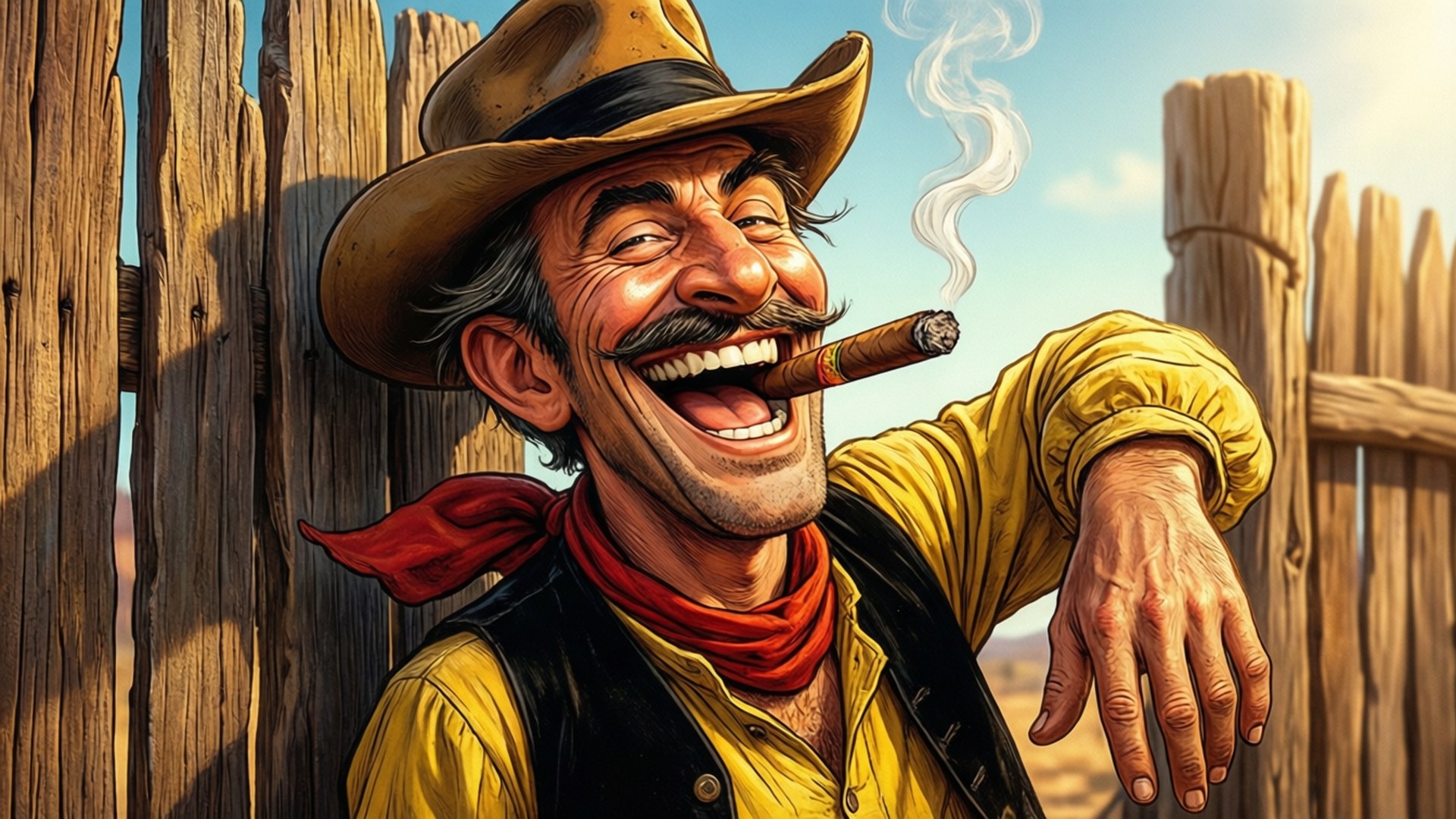 A Laughing Cowboy by Wallpapers.art Studio