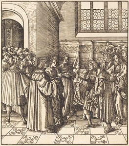 A Legation before a King, near Him Two Women Standing