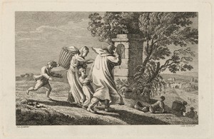 A Peasant Family Hurrying Past a Wayside Shrine in a Storm