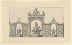 A Point de Vue for a Park; Three Fountains and a Railing