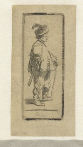 A Polander standing with his stick: profile to the right