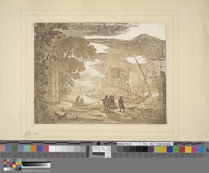 A Sea Port at Sunset with Four Figures