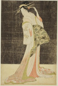 A Selection of Beauty from the Pleasure Quarters (Seiro bijin awase): Courtesans Hired for the New Years Holidays - Takigawa of the Ogiya