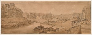 A Selection of Twenty of the Most Picturesque Views in Paris:  View of the City with the Louvre taken from the Pont Marie