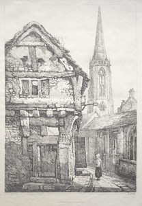 A Series of Ancient Buildings and Rural Cottages in the North of England:  At York, Street beside Cloister Wall