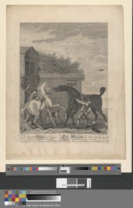 A set of seven, untitled, each dedicated: To the Right Hon'ble. Thomas Lord Viscount Weymouth...from the Original Painting in Long Leat Hall. [Two horses standing restlessly outside a stable...]