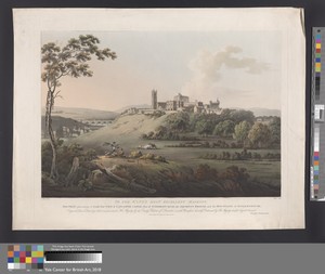 A Southwest View of Lancaster Castle, part of St. George's Quay. The Aqueduct Bridge and Muntains of Ingleborough