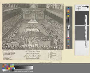 A View of the Court sitting on Trail of Lord Melville in Westminster Hall