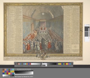 A View of the House of Peers, the King sitting on his Throne, the Commons attending him at the end of ye session 1741/2