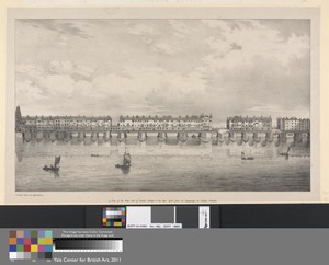 A View of the West Side of London Bridge in 1710
