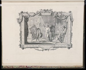 A winged Genius Gives Orders for the Arrangement of a Gallery of Paintings