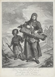 A Young Mother Carrying a Crib