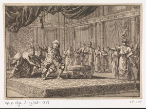 Aan de Franse gezant te Constantinopel wordt de zetel ontrukt die hij had geplaatst naast de zetel van de groot-vizier, 1677