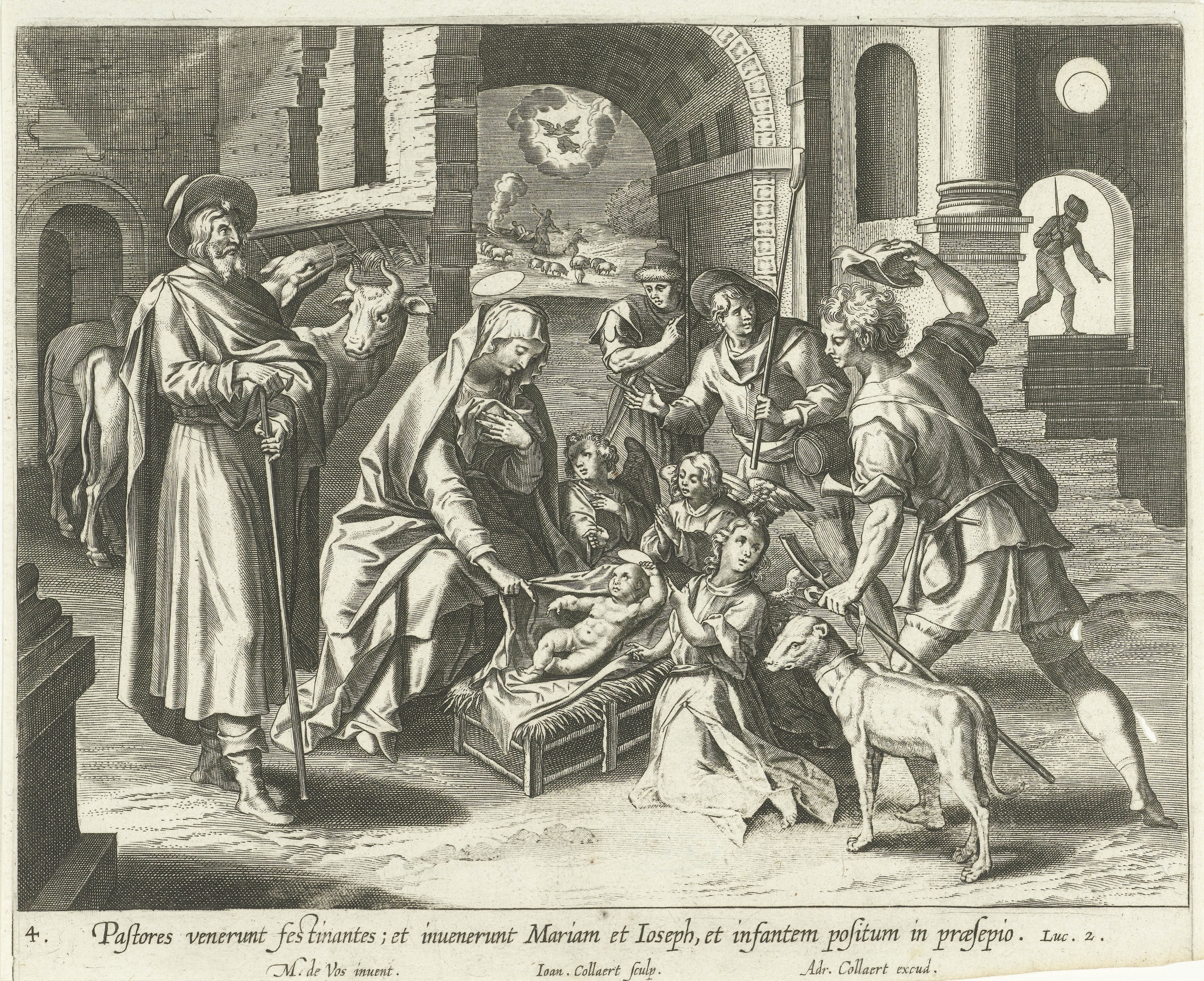 Aanbidding door de herders by Jan Collaert (II)
