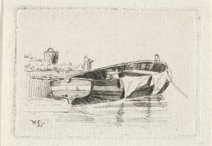 Aangemeerde roeiboot