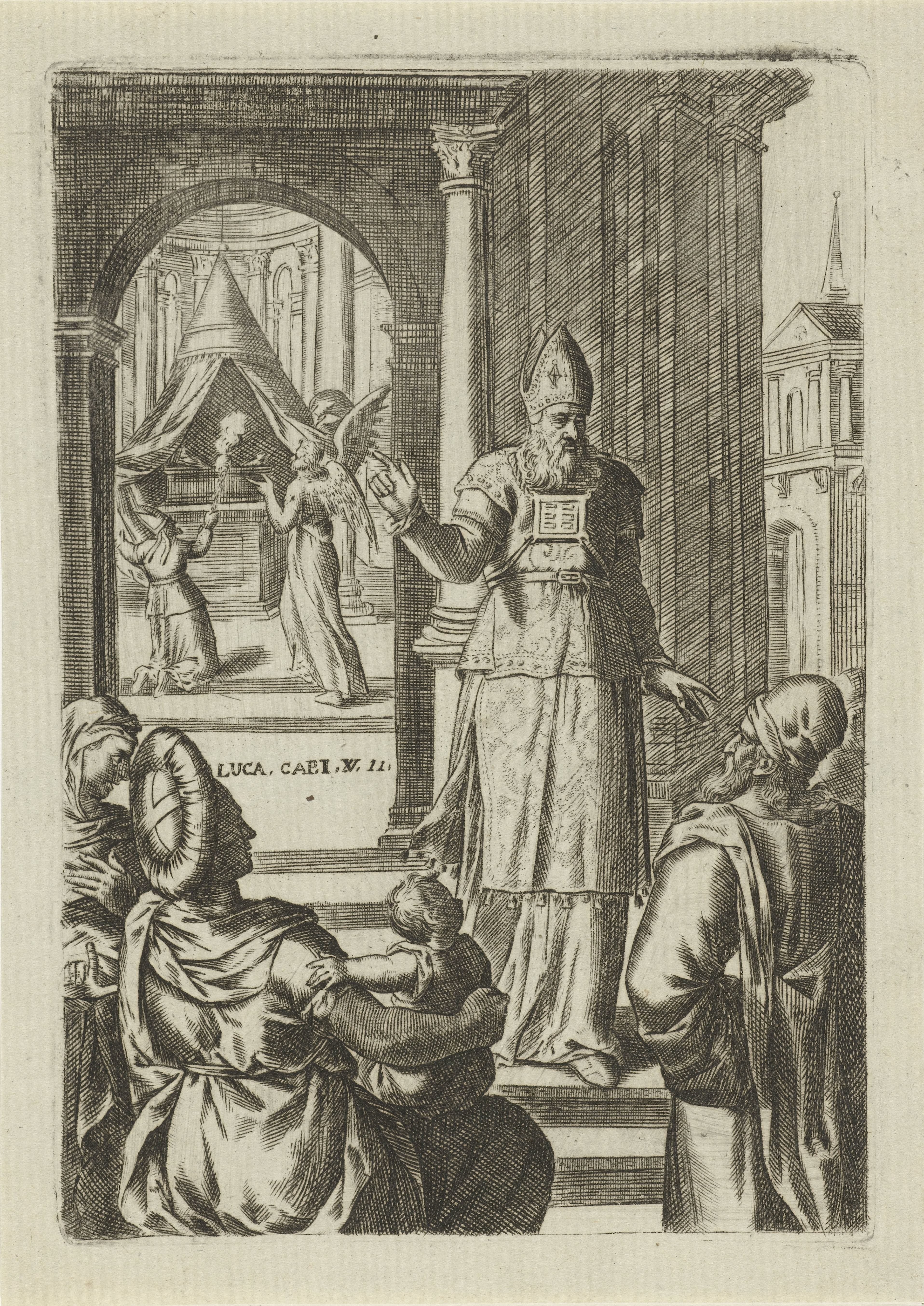 Aankondiging van de geboorte van Johannes by Abraham de Bruyn