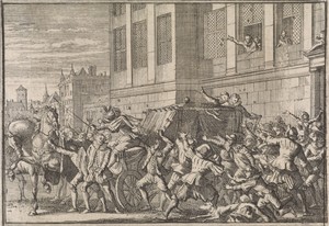 Aanval te Madrid op het rijtuig van de graaf van Olivares, Gaspard de Gusmán, 1643