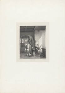 Aardappel schillende vrouw in Hollands interieur
