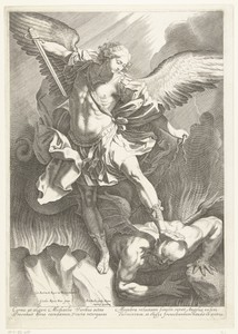 Aartsengel Michaël vertrapt Satan