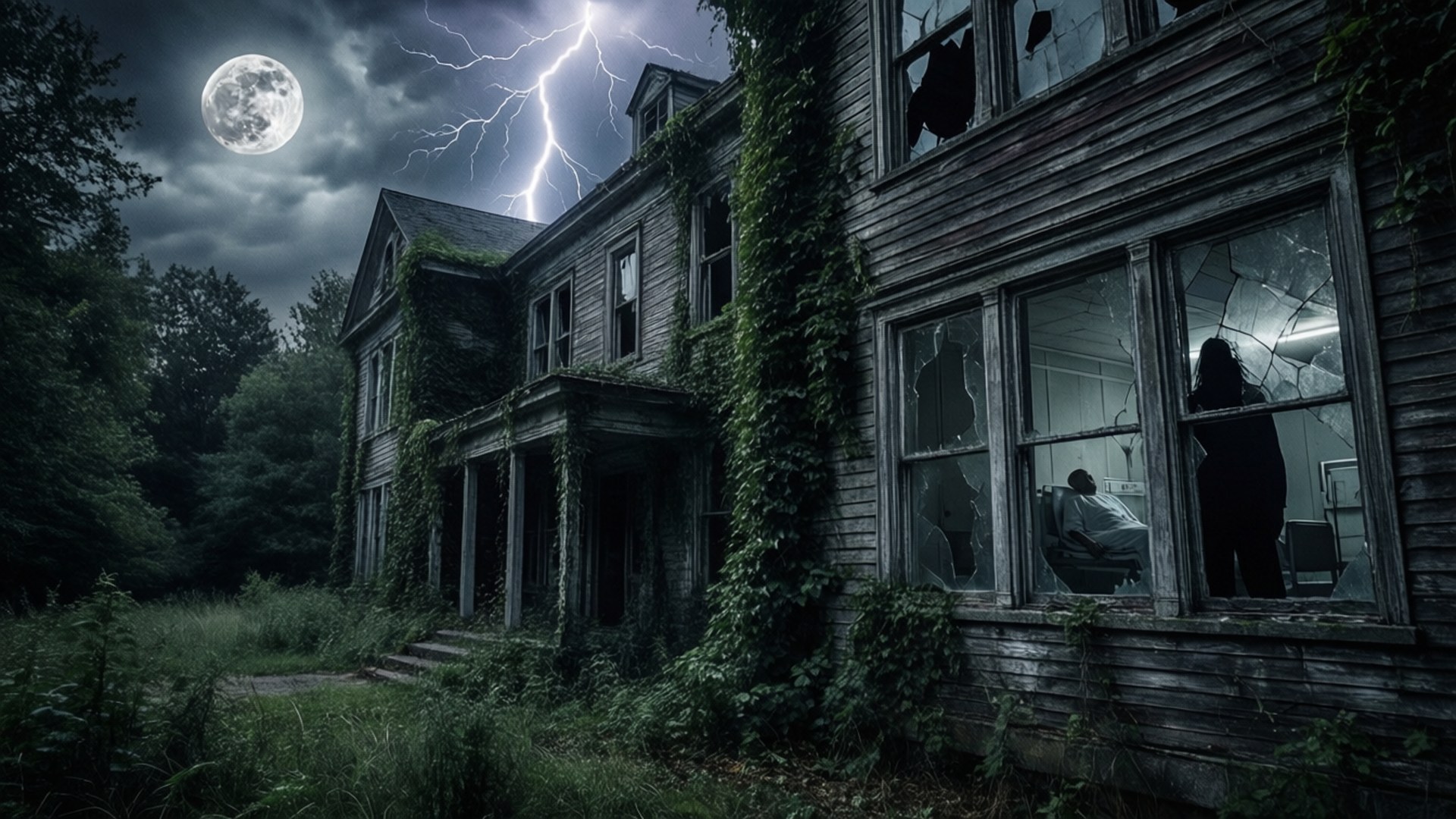 Abandoned Sanatorium Night by Wallpapers.art Studio