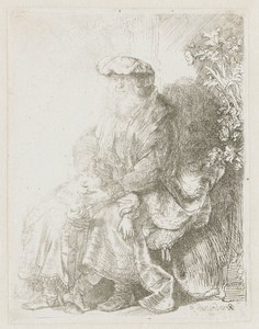Abraham caressing Isaac