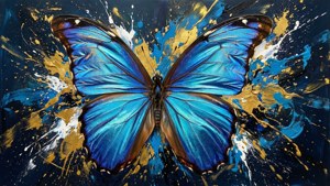 Abstract Blue Gold Splash