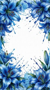 Abstract Blue Lily Splash Border