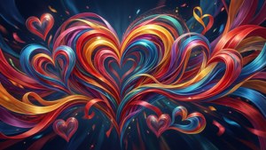 Abstract Hearts Ribbons
