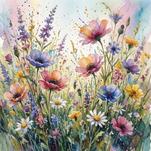 Abstract Watercolor Blooms