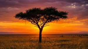 Acacia Sunset Silhouette