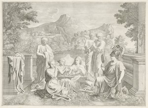 Achilles door Odysseus herkend temidden van de dochters van Lycomedes
