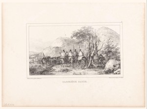 Achterhoede van het leger in een berglandschap
