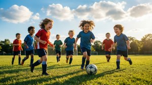 Active Kids Play Soccer