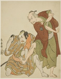 Actors playing the roles of Giheiji and his son-in-law, Danshichi Kurobei