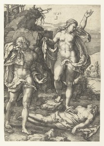 Adam en Eva treuren over de dode Abel