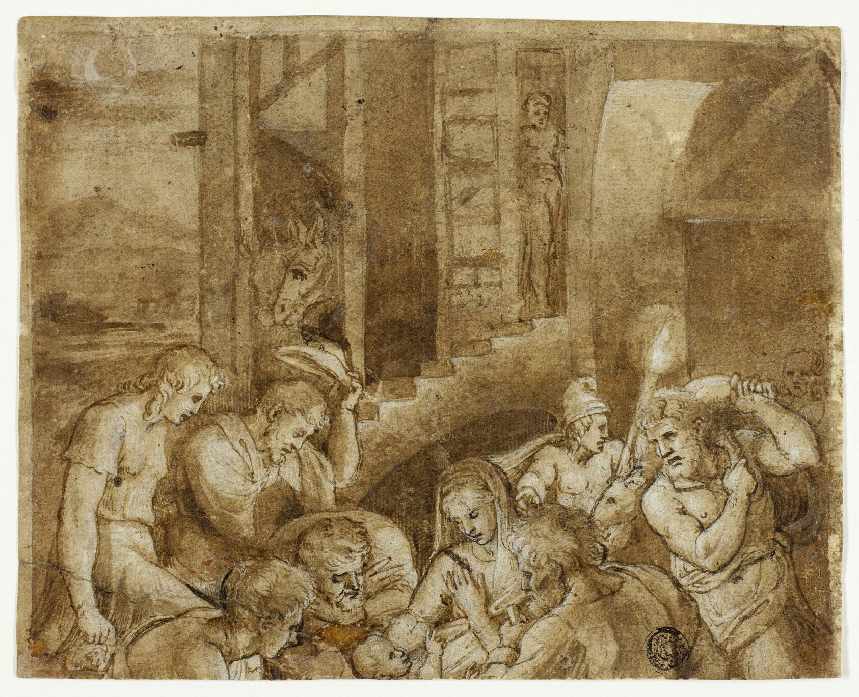 Adoration of the Shepherds: Upper Half by Giulio Romano
