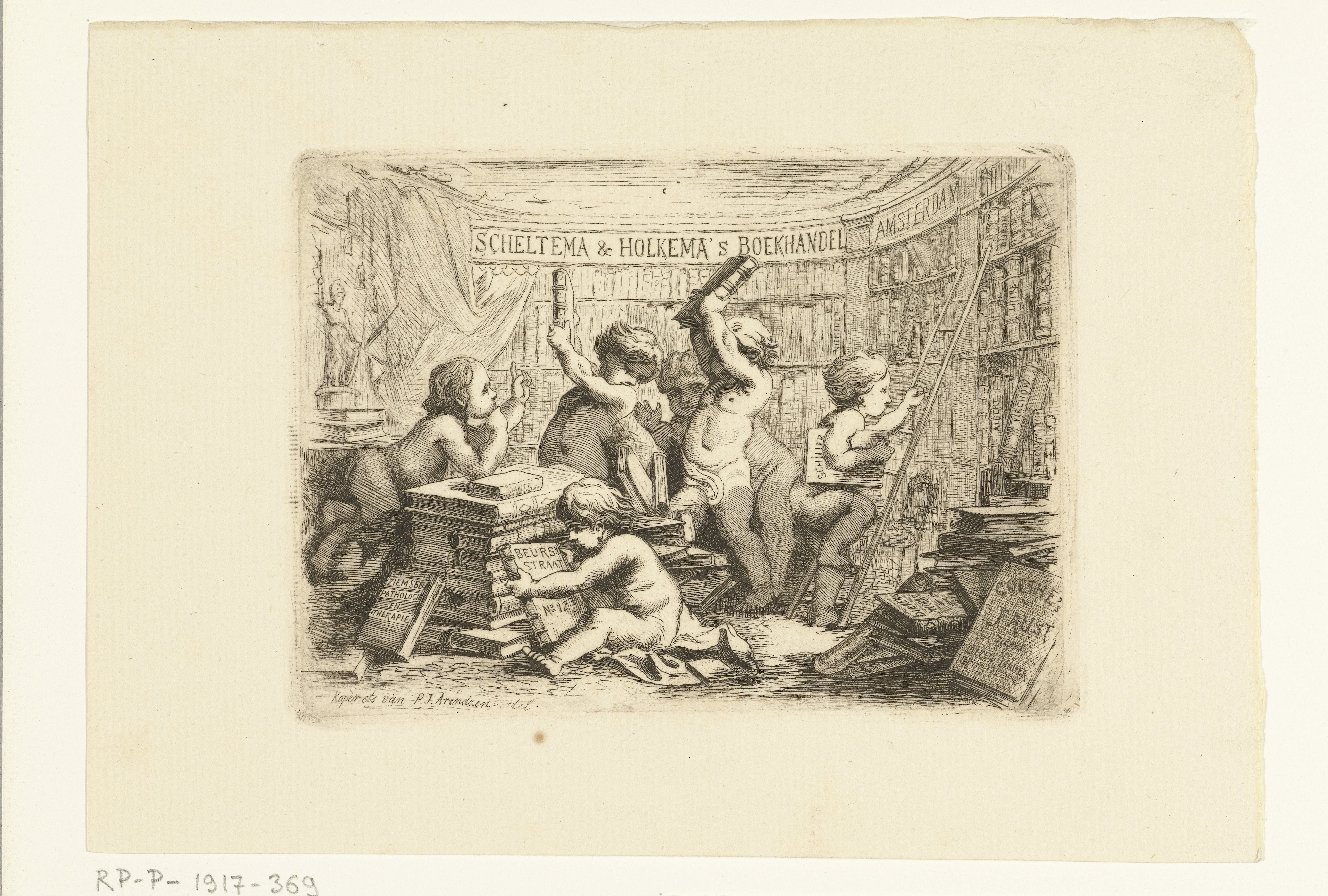 Adreskaart voor boekhandel Scheltema en Holkema by Petrus Johannes Arendzen