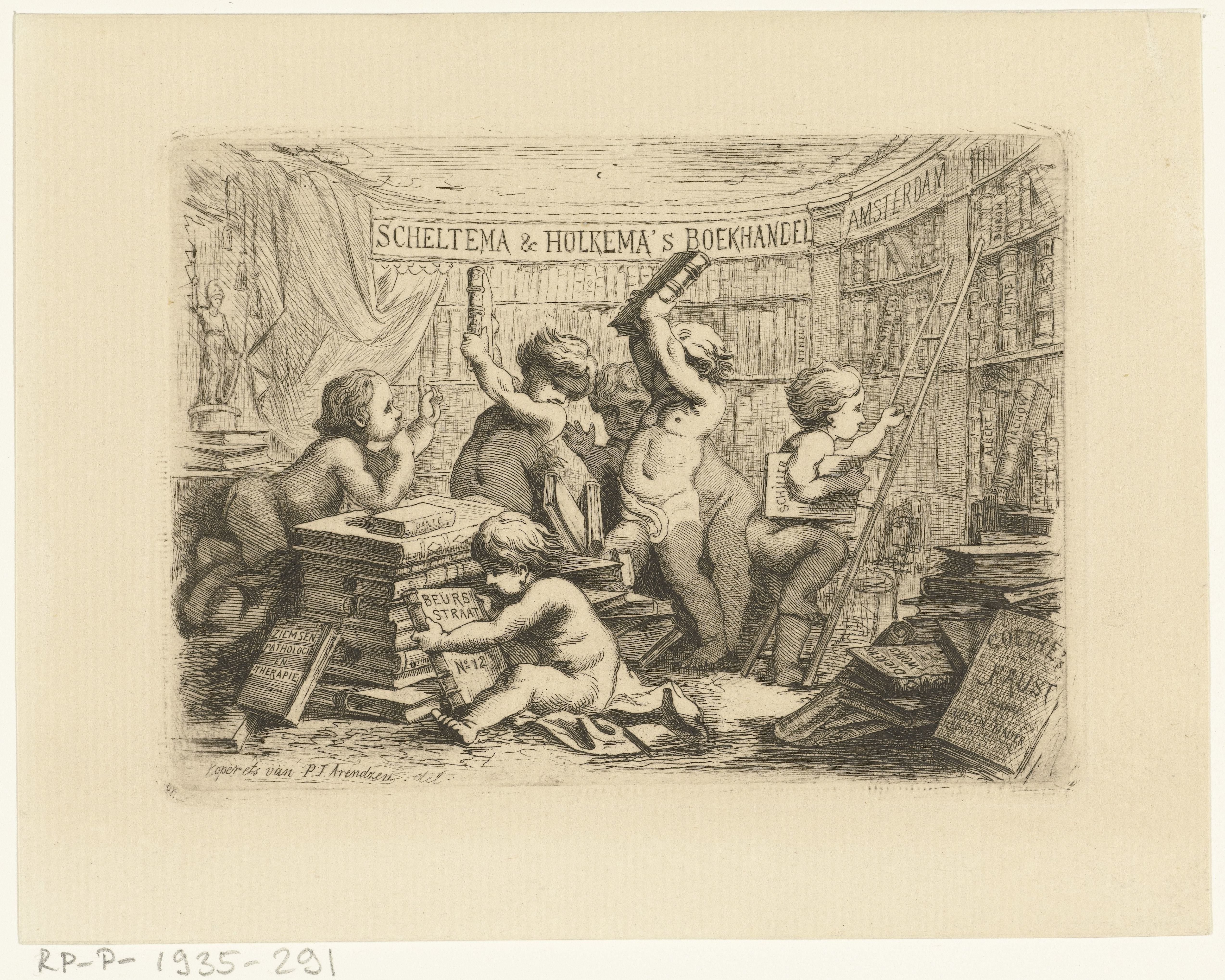 Adreskaart voor boekhandel Scheltema en Holkema by Petrus Johannes Arendzen