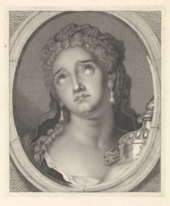 Adrienne Lecouvret in de rol van Cornelia met een urn met de as van haar man Pompeus