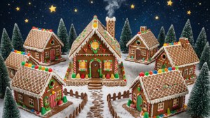 Aerial Gingerbread Village