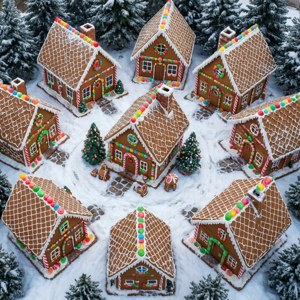 Aerial Gingerbread Village