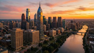 Aerial Golden Hour Philadelphia