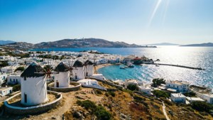 Aerial Mykonos Windmills