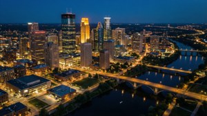 Aerial Night Skyline