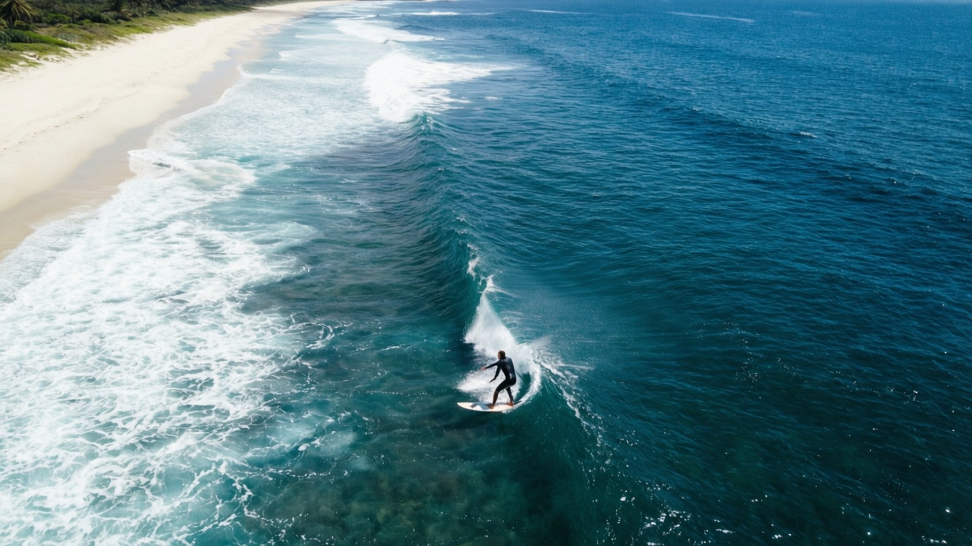 Aerial Surf Along Coastline by Wallpapers.art Studio