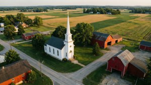 Aerial Town Farmland